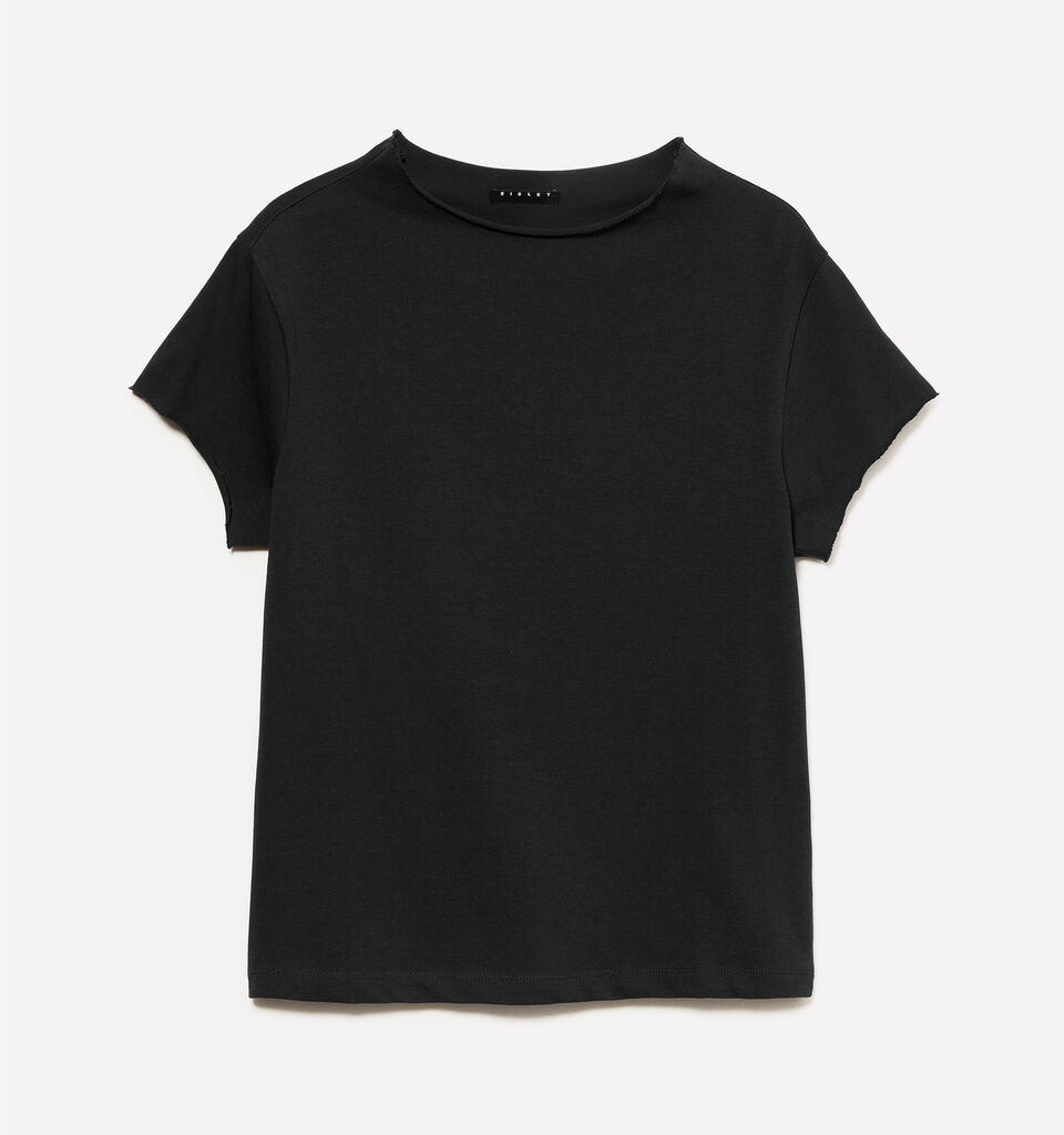 Black t-shirt with halter neck - women's short sleeve t-shirts - Black | Sisley image number 5